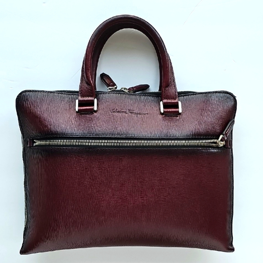 Salvatore Ferragamo Revival Slim Leather Briefcase